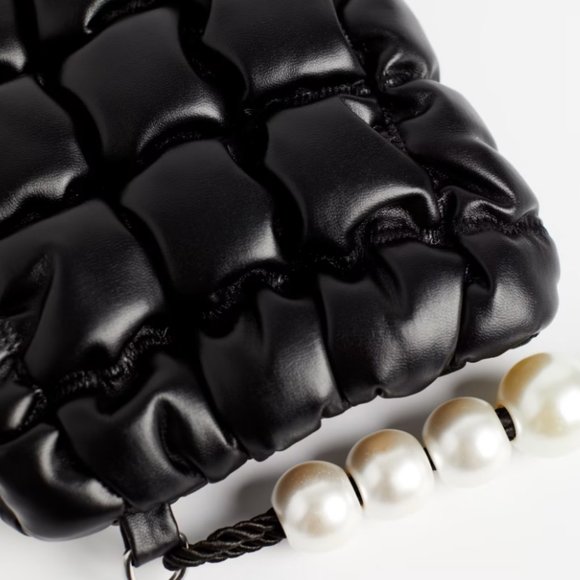 Padded Quilted Pearl Detail Crossbody Bag NWT by Melanie Lyne v2 - Picture 4 of 5